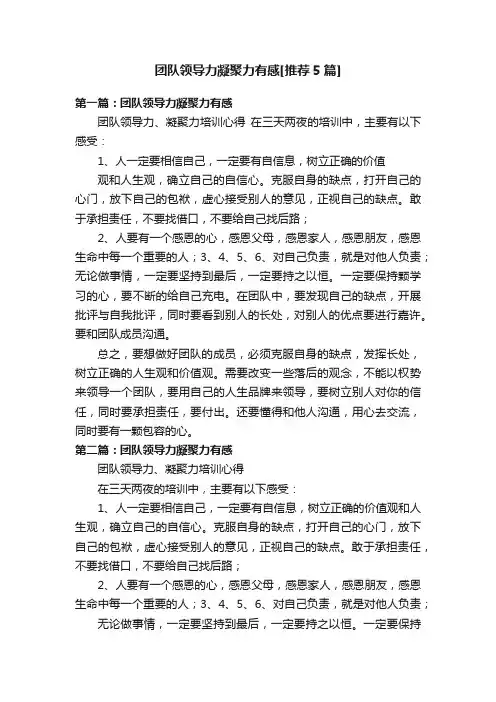 团队领导力凝聚力有感[推荐5篇]