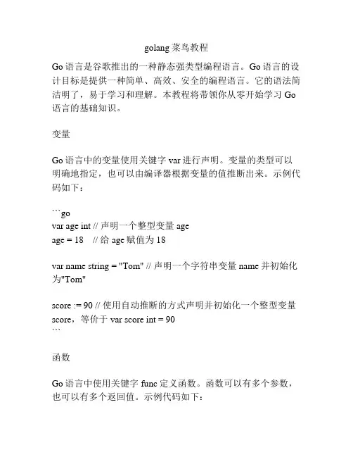 golang菜鸟教程