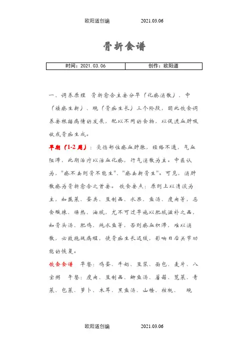 骨折食谱介绍模板之欧阳道创编