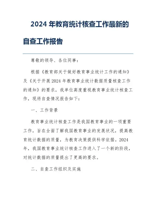 2024年教育统计核查工作最新的自查工作报告