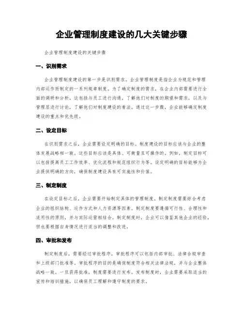 企业管理制度建设的几大关键步骤