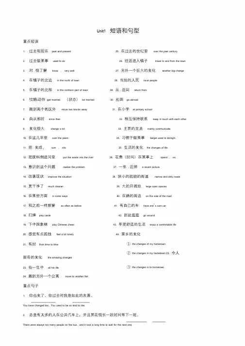 牛津英语8B全一册重点短语和句型