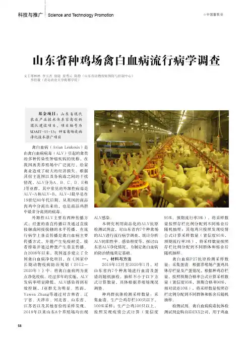 山东省种鸡场禽白血病流行病学调查