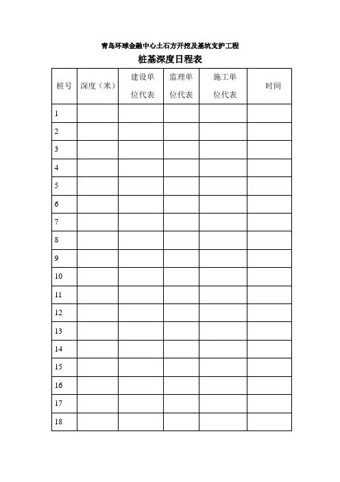 桩基深度日常记录表【范本模板】