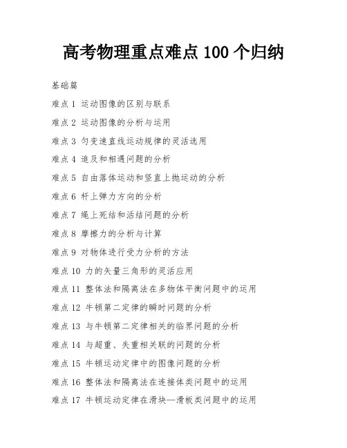 高考物理重点难点100个归纳