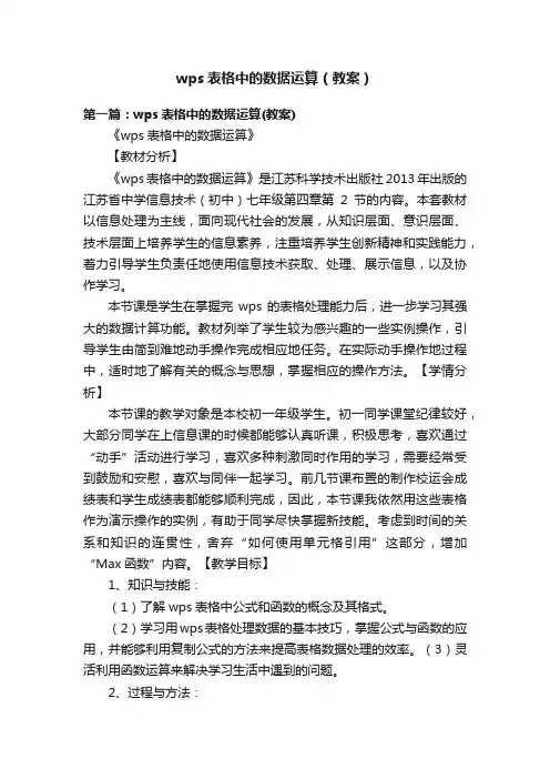 wps表格中的数据运算（教案）
