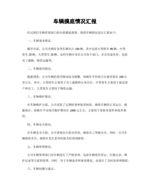 车辆摸底情况汇报