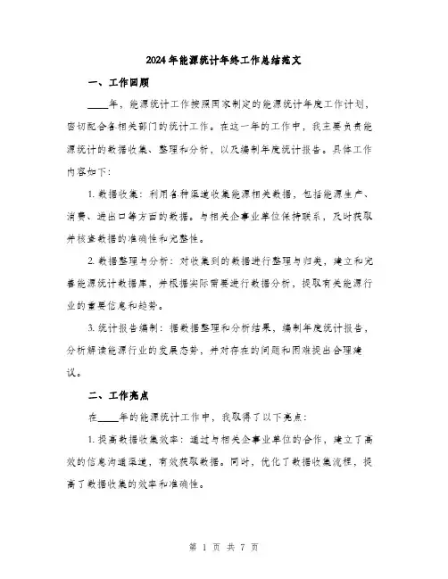 2024年能源统计年终工作总结范文(2篇)