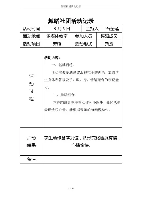 舞蹈社团活动记录