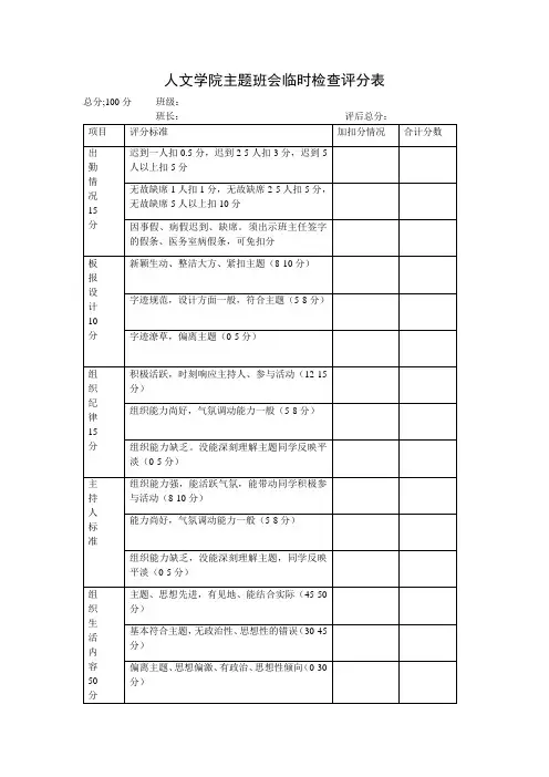 班会检查表