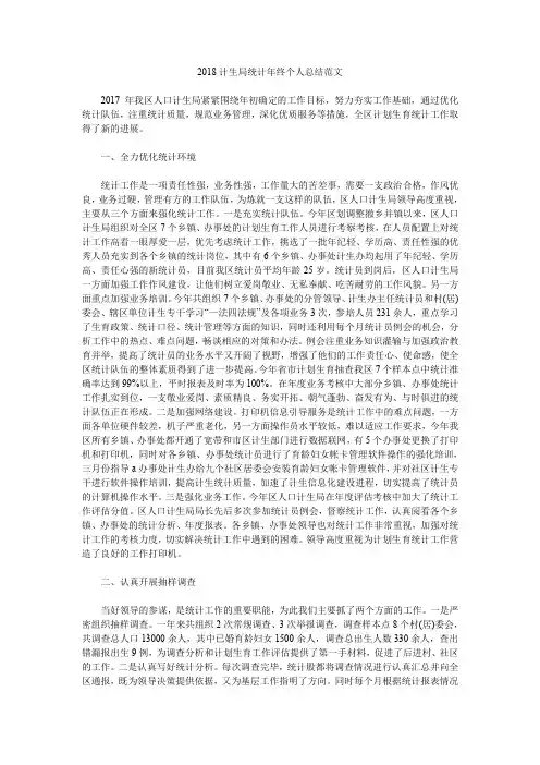 2018计生局统计年终个人总结范文.doc