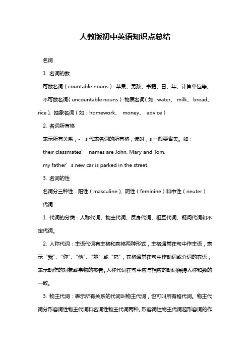人教版初中英语知识点总结