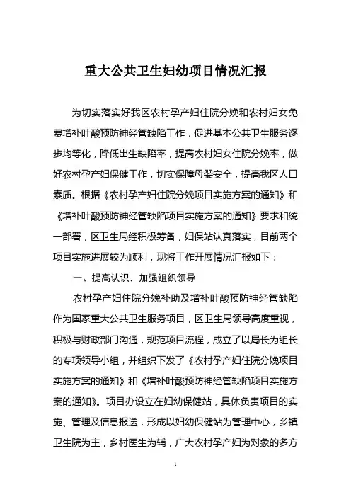 妇幼保健站重大公共卫生项目