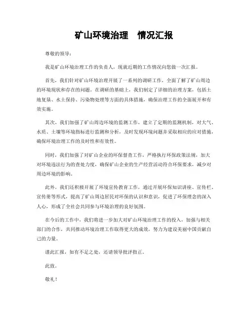 矿山环境治理  情况汇报
