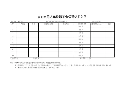 南京市用人单位职工参保登记花名册(其他单位)
