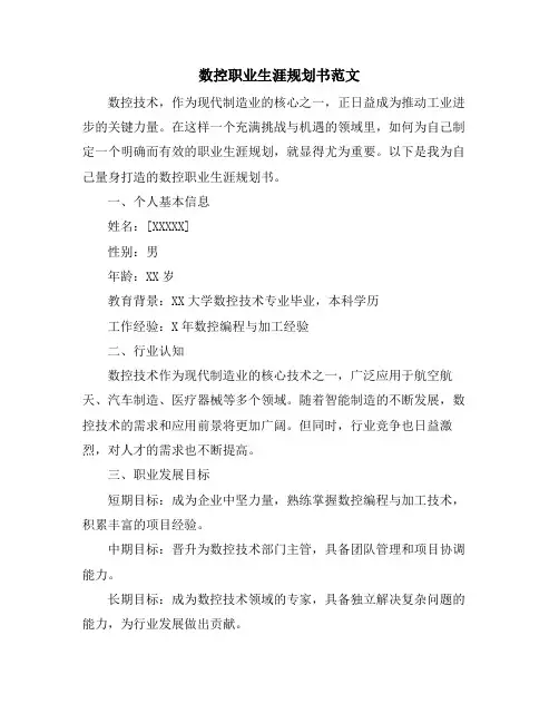数控职业生涯规划书范文
