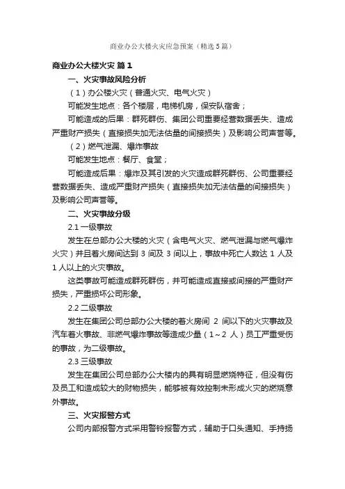 商业办公大楼火灾应急预案（精选5篇）