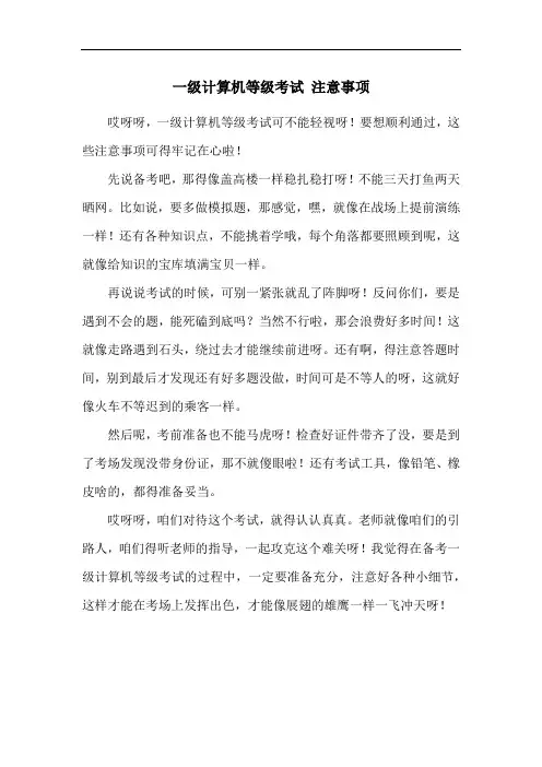 一级计算机等级考试 注意事项