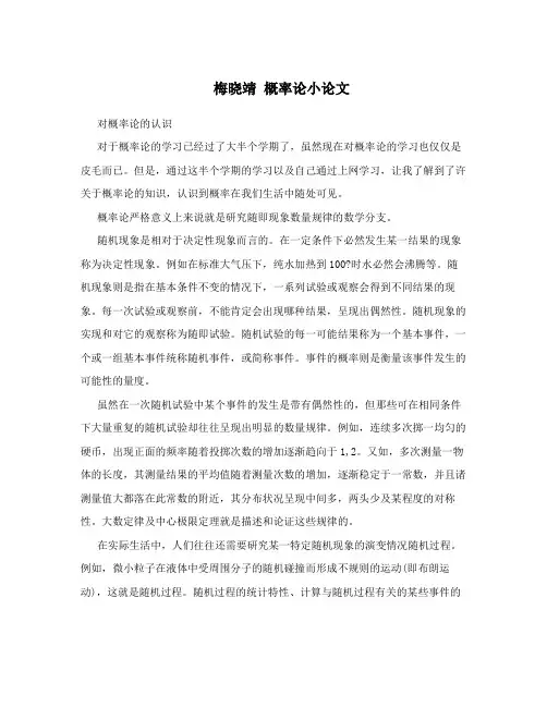 梅晓靖  概率论小论文