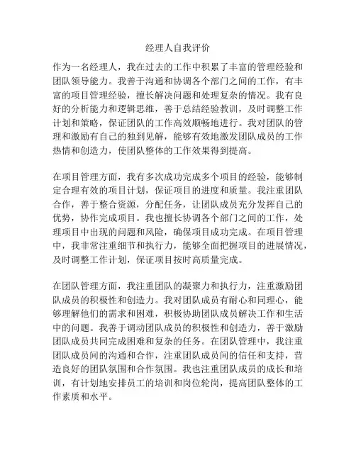 经理人自我评价