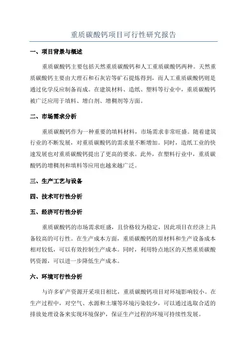 重质碳酸钙项目可行性研究报告