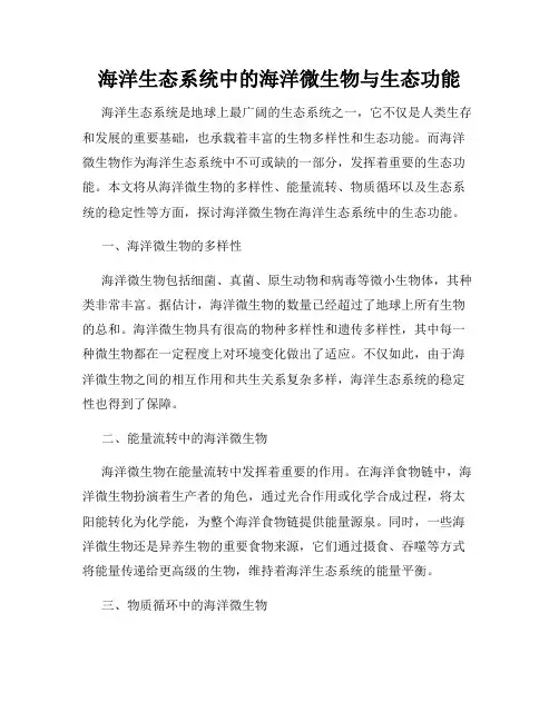 海洋生态系统中的海洋微生物与生态功能
