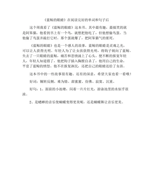 《蓝鲸的眼睛》读后感及好词好句