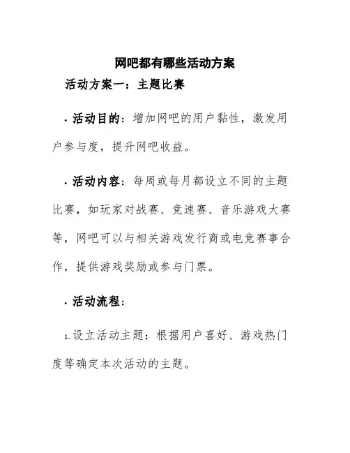 网吧都有哪些活动方案