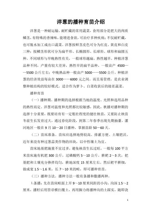 洋葱的播种育苗介绍