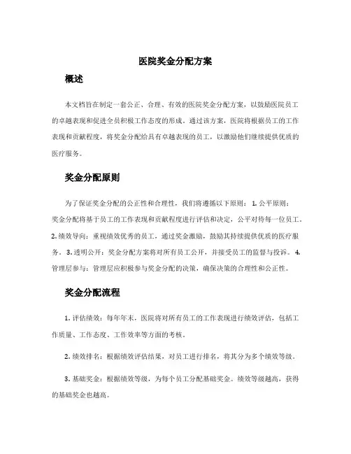 医院奖金分配方案