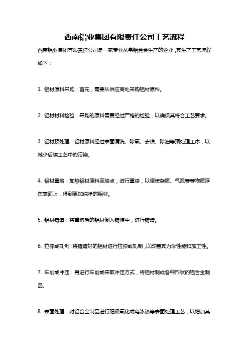 西南铝业集团有限责任公司工艺流程