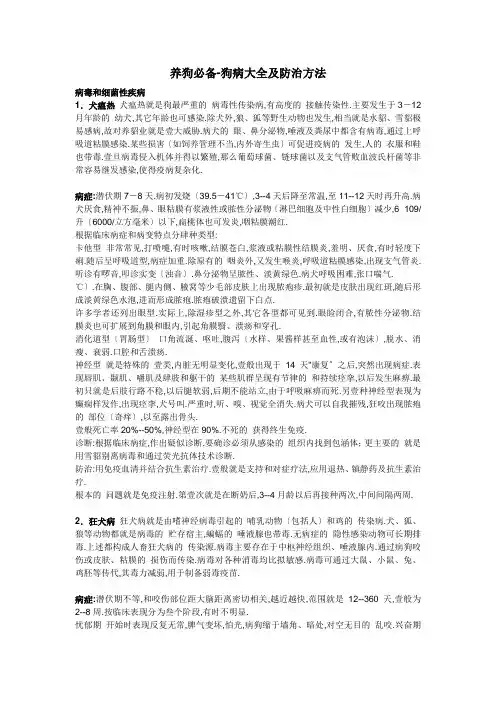 养狗必备-狗病大全及防治方法