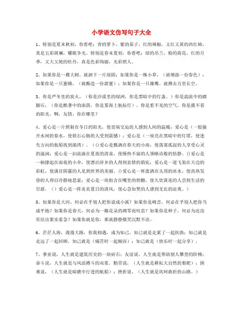 小学语文仿写句式常考句子小学升初中必练句式