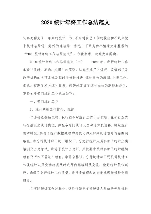2020统计年终工作总结范文