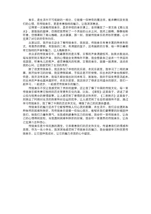 我体验的传统音乐魅力