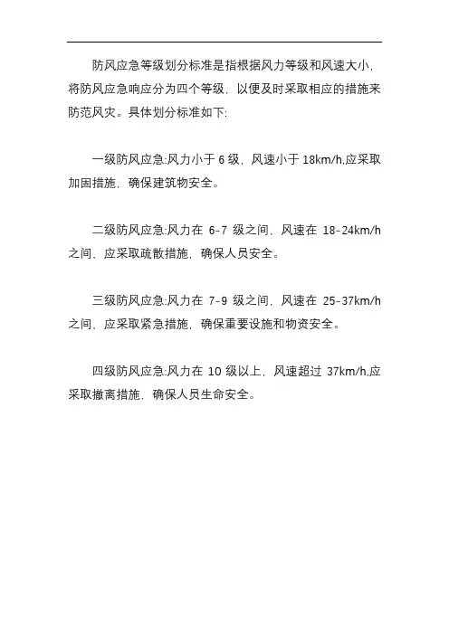 防风应急等级划分标准