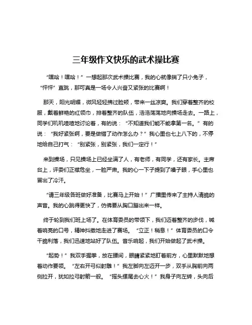 三年级作文快乐的武术操比赛