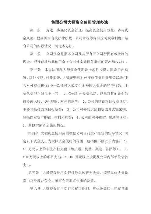 集团公司大额资金管理办法-