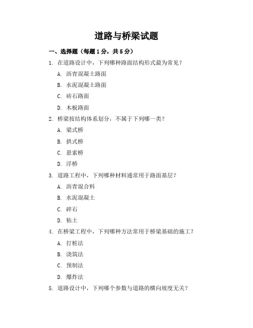道路与桥梁试题