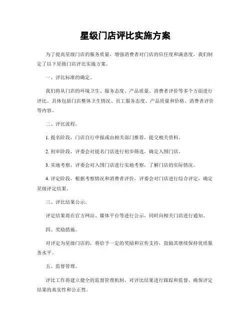 星级门店评比实施方案