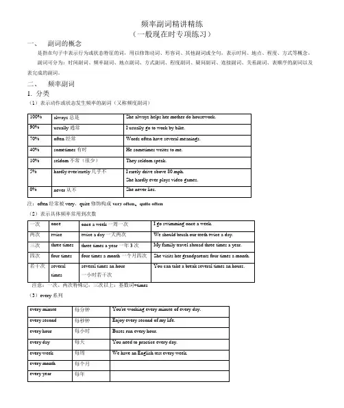 频率副词精讲精练(一般现在时专项练习)讲义 (2024年版)外研版英语七年级上册