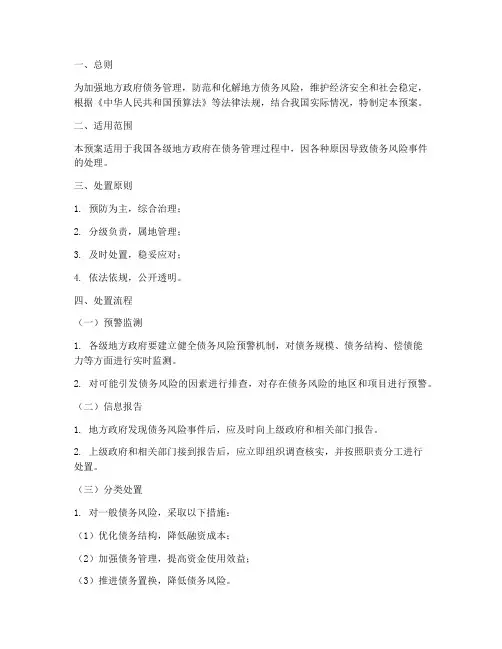 地方债处置预案