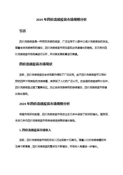 2024年四价流感疫苗市场规模分析