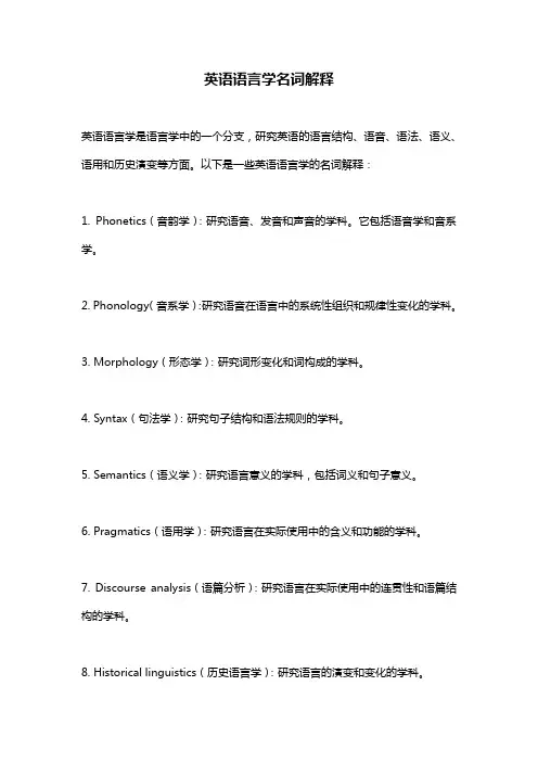 英语语言学名词解释