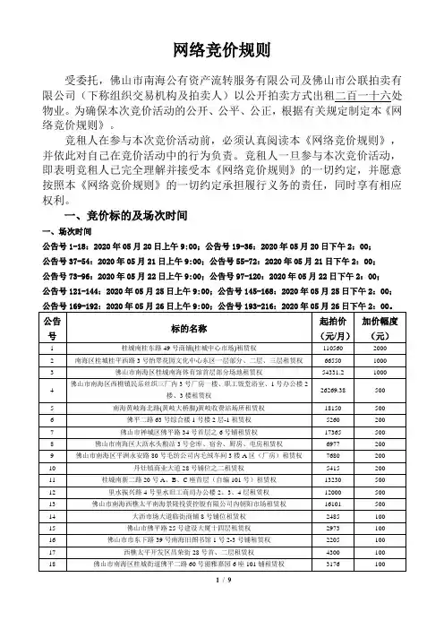 网络竞价规则