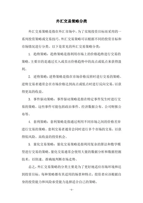 外汇交易策略分类