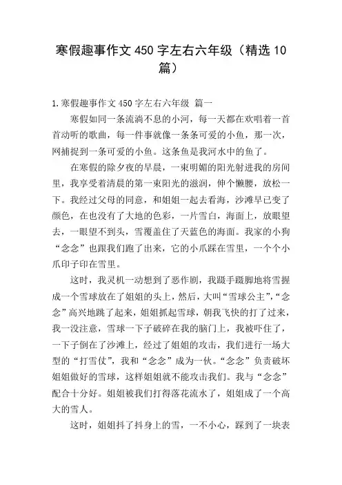 寒假趣事作文450字左右六年级(精选10篇)