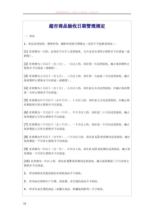 超市商品验收日期管理规定