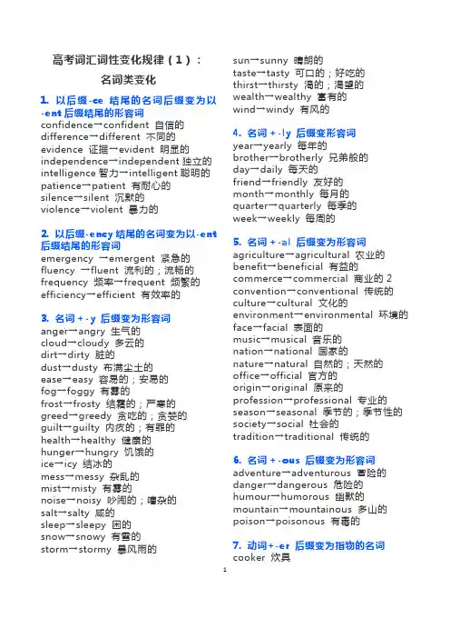 高考词汇词性变化规律(含名动形副和其他)