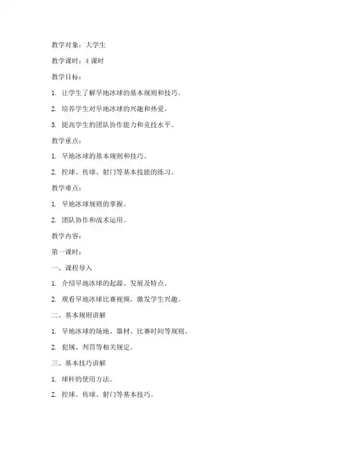 大学生旱地冰球教案